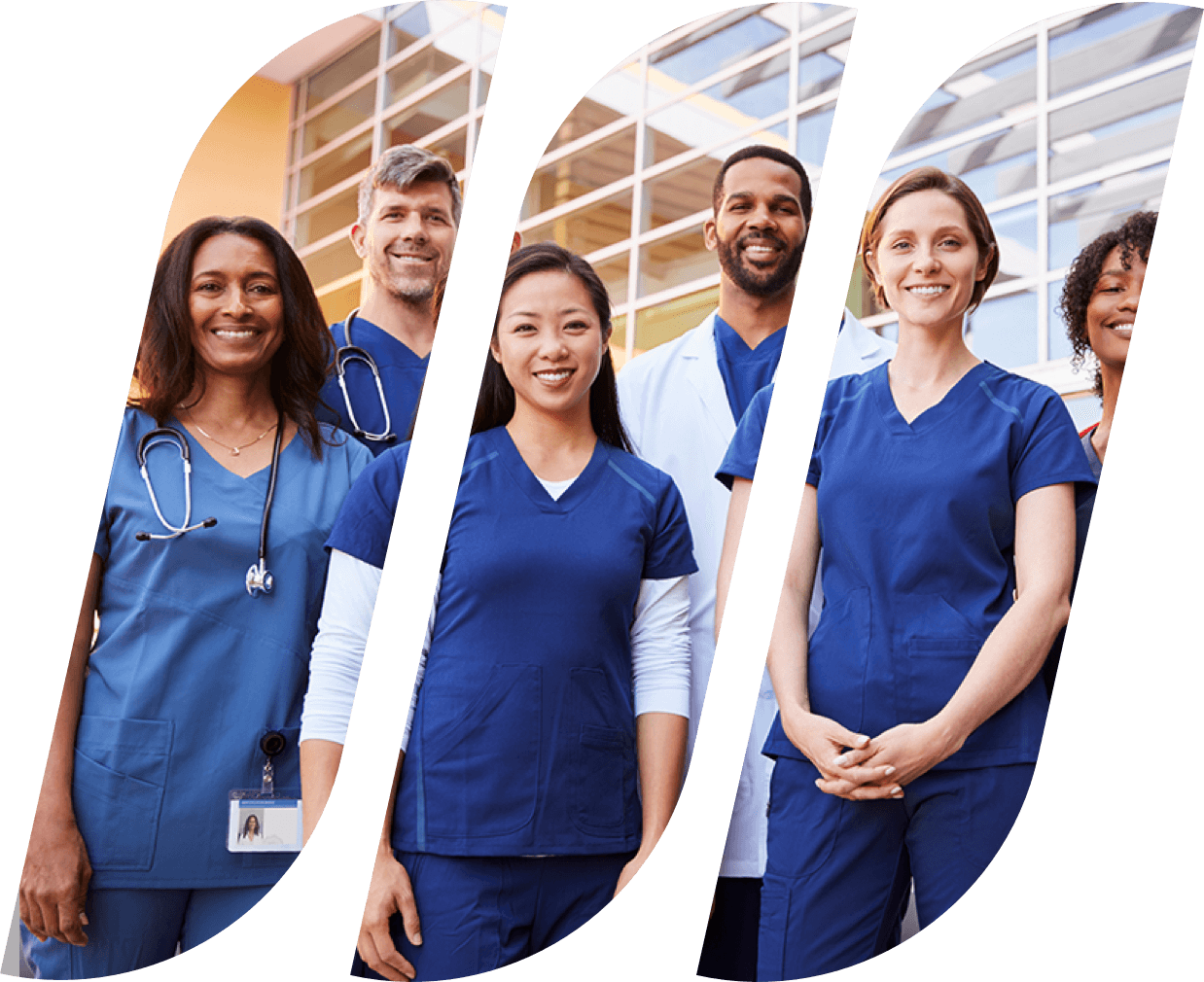 Group of healthcare professionals standing outdoors 