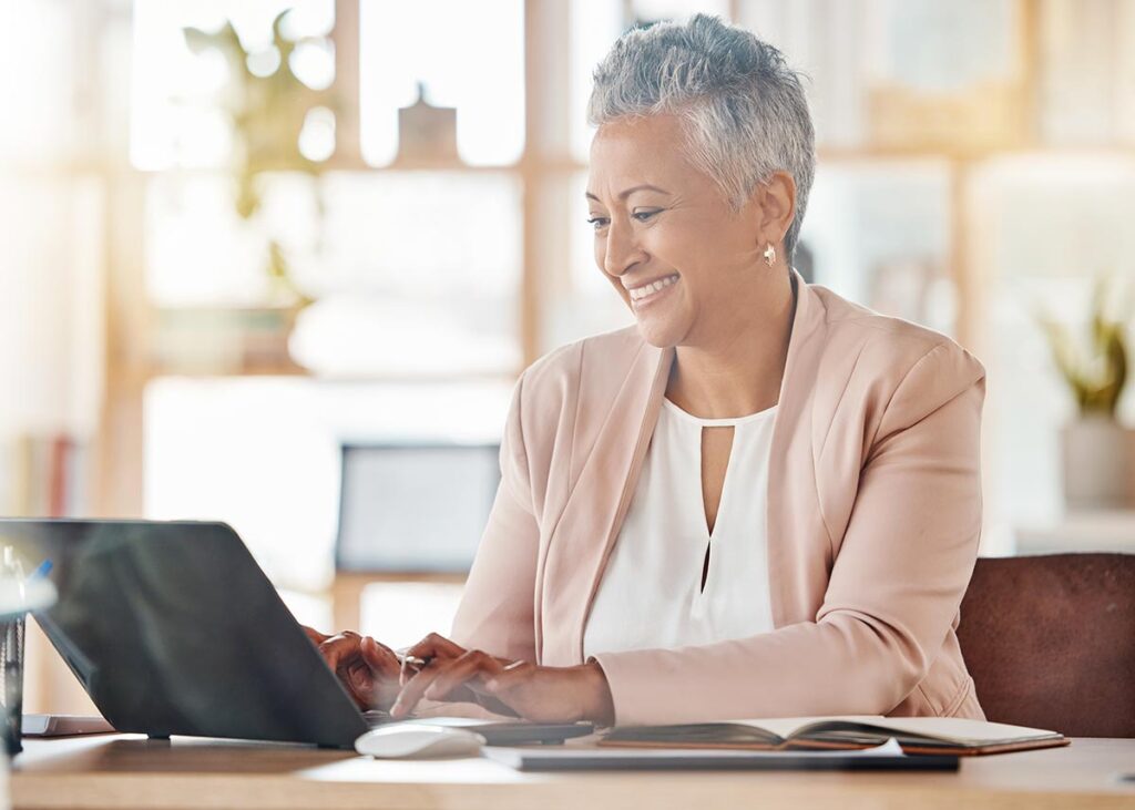 Patient looking for information on a computer